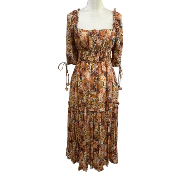 En Saison Women's Medium Candela Floral Square-Neck Ruffle-Tier Midi Dress NWT - Picture 7 of 16